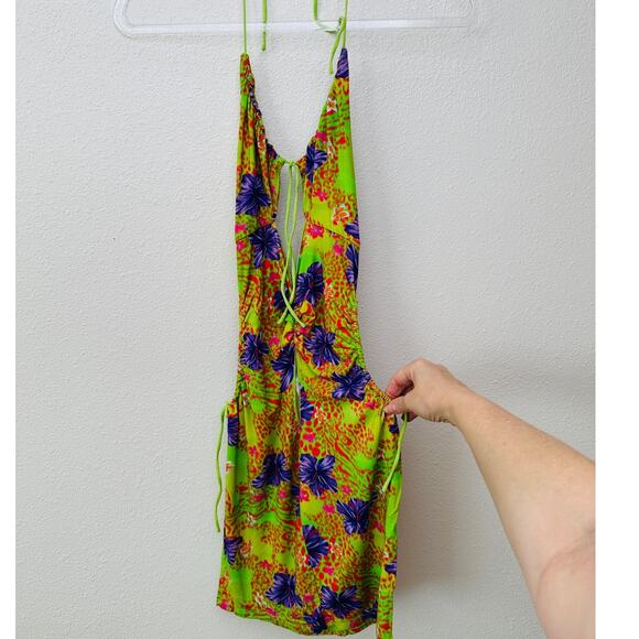 I AM GIA Green Floral Cutout Halter Keyhole Mini Dress Women’s S - Picture 1 of 12